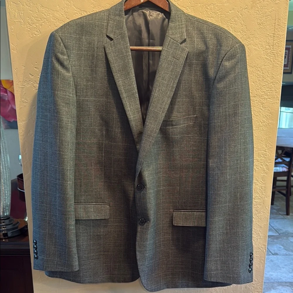 Carlo Lusso Men’s High Twist Super Deluxe MicroTech Gray pattern Blazer 48R
